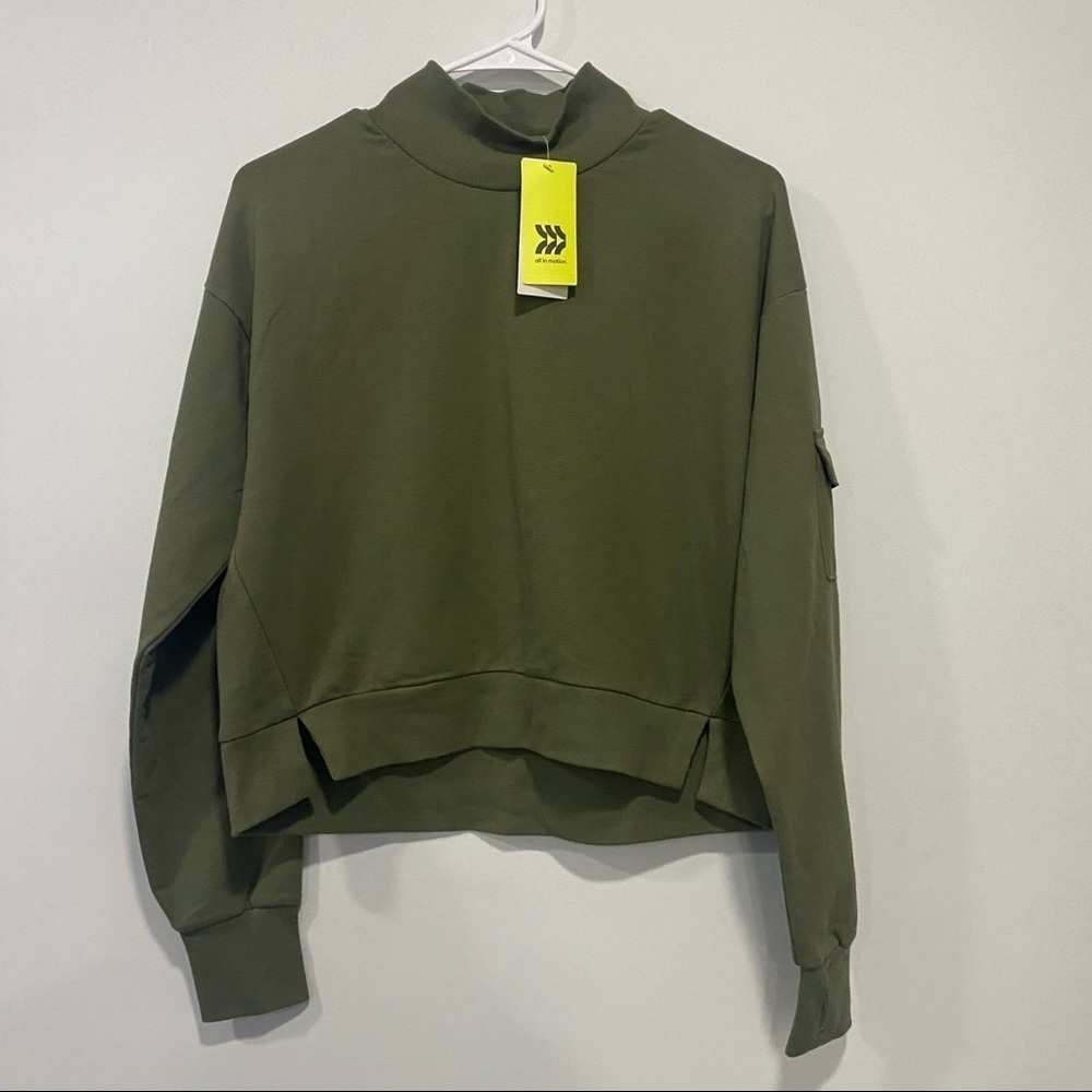 All in Motion Women's French Terry Butter Wash Sweatshirt Moss Green Size S
